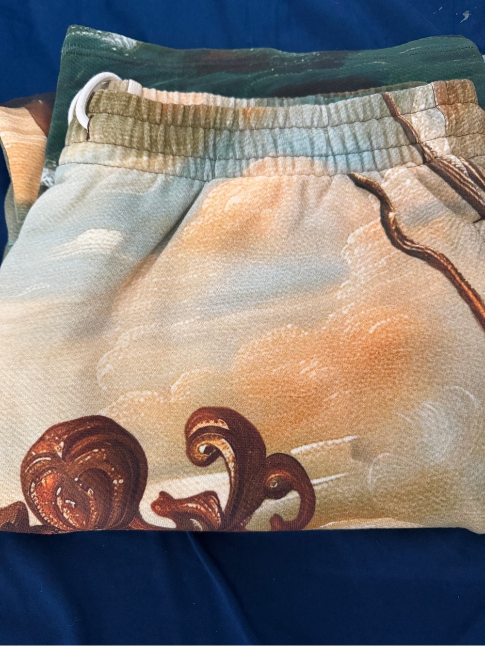 Men's Printed Casual Sweatpants in Beige and Green
